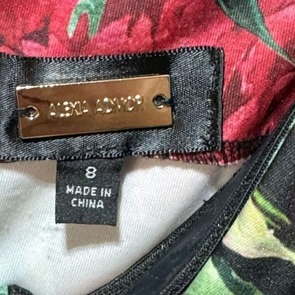 Alexia Admor Scuba Sheath Dress Women's 8 Off Shoulder Tropical Floral Ruffle - Picture 5 of 10